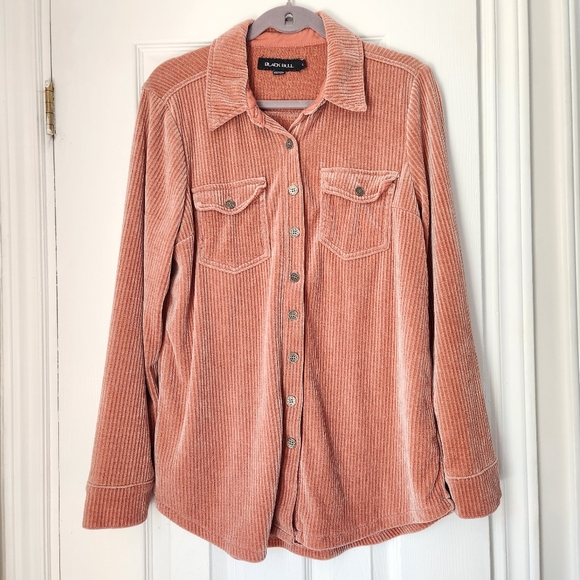 Source Unknown Tops - Black Bull Button Up Corduroy Flowy Top - Size Large